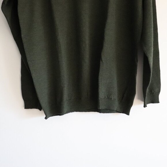 Vntg‎ Mantles Men's Sz Lrg Green Merino Wool Mock Neck Pullover Stretch Sweater - Picture 8 of 11